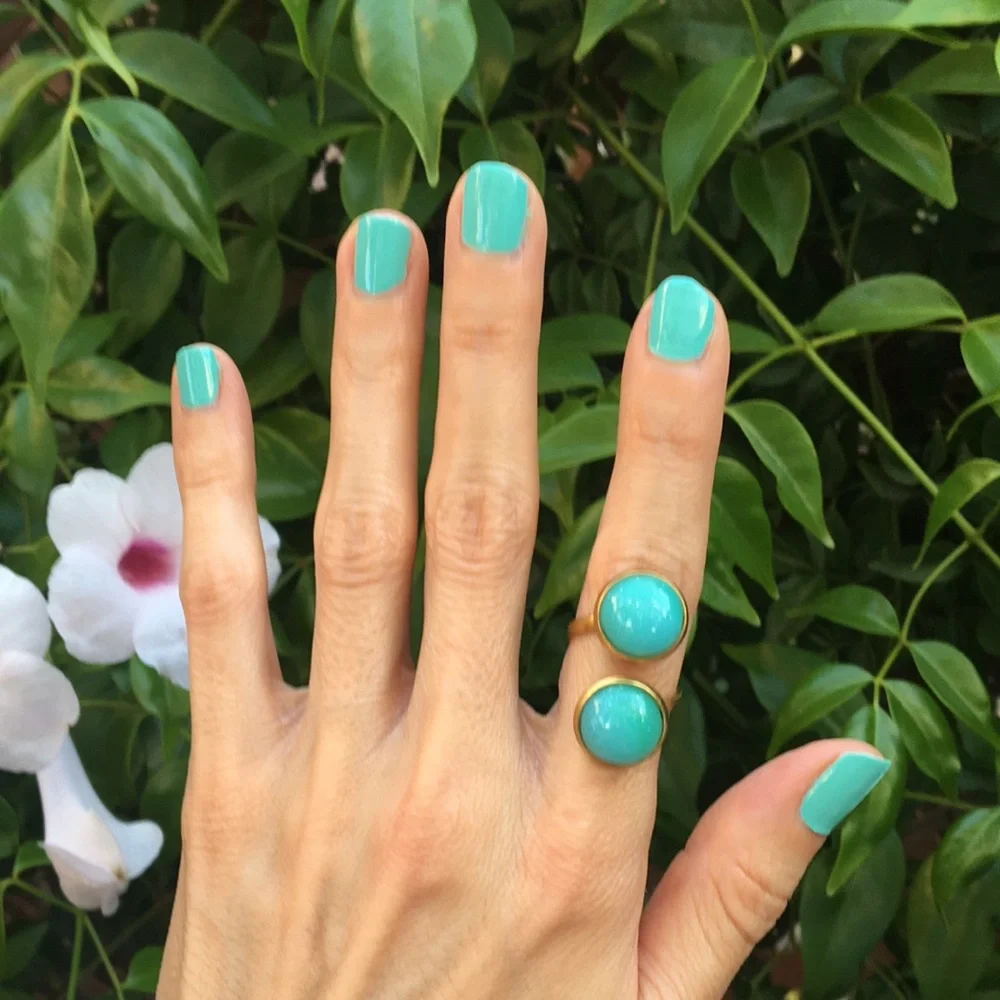 Turquoise + Gold Adjustable Boho Statement Ring